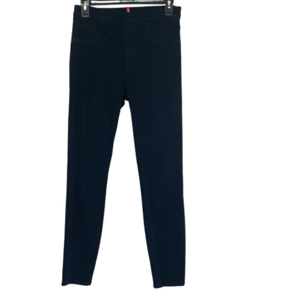 Spanx black denim stretchy leggings women's size Medium